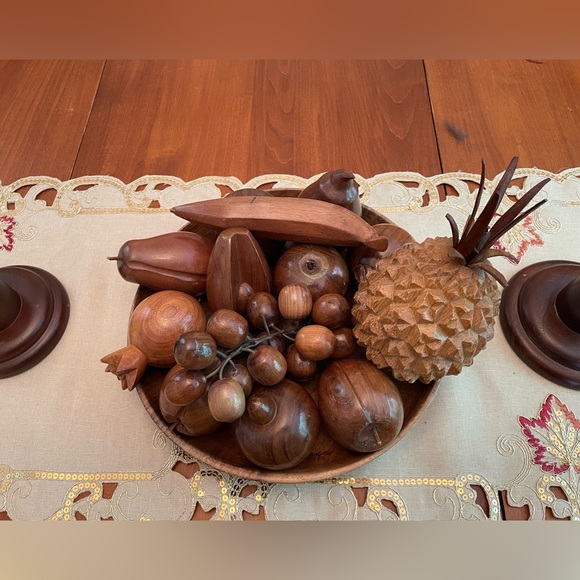 Vintage MCM Wooden Fruit and bowl - Picture 12 of 14